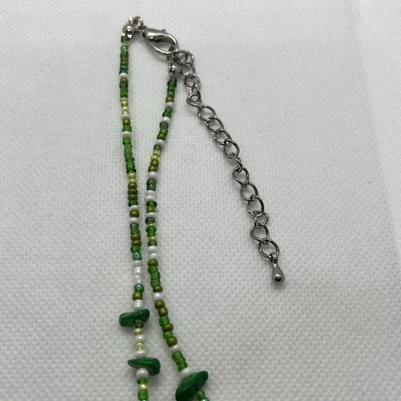 Glass Owl Necklace and Matching Earrings Green Blue and White - Picture 8 of 9